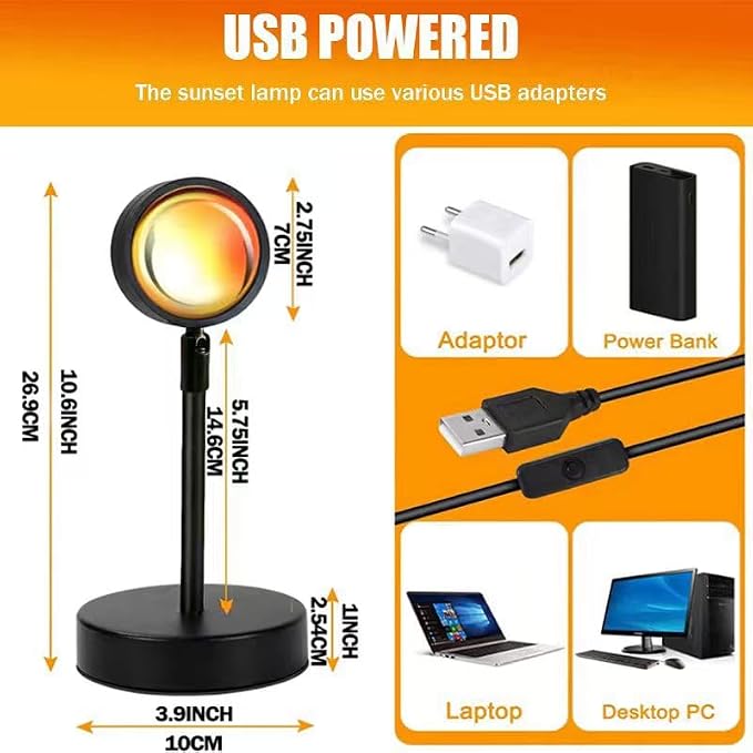 JIMEI Sunset Lamp Projector Led Lights for Bedroom Night Light RGB Lights Sun Sunlight Sunrise Lamp 10w 180° Rotation Mood Lighting Home Room Decor Gifts for Women,Desktop Remote