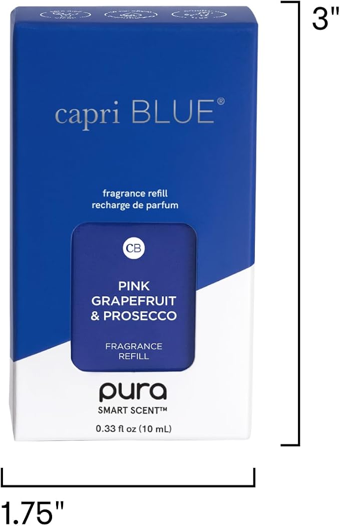 Capri Blue Pura Diffuser Refills – Luxury Home Fragrance – Long Lasting Oil Diffuser Scents with Notes of Mimosa Flower, Grapefruit & Violet (Pink Grapefruit & Prosecco, Pack of 2 Pura Refills)