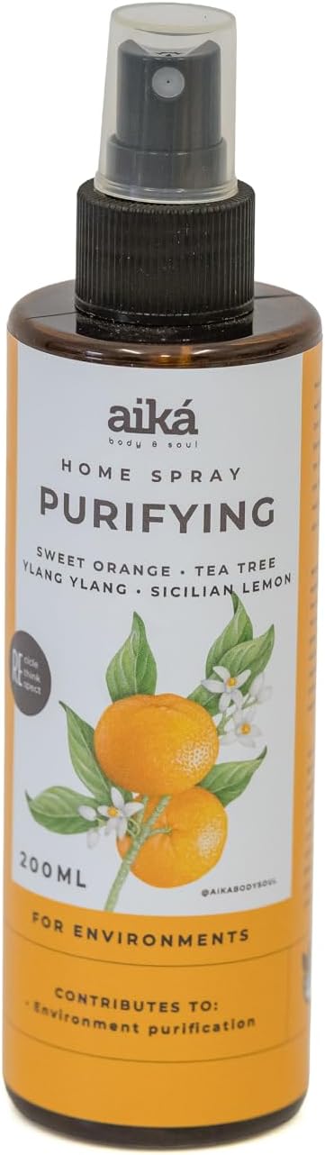 P & V GROUP USA Aika Purifying Body Care Set – Aroma Diffuser 200ml + Home Spray 200ml – Tea Tree, Lemon, Orange & Ylang-Ylang Essential Oils – Antibacterial, Antifungal, Skin Cleansing & Refreshing