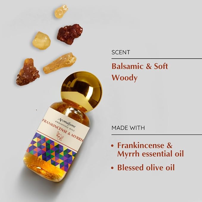 Frankincense & Myrrh Anointing Oil 9ml (0.3 fl oz.) | Blessings from The Holy Lands | Blessed from Jerusalem with Biblical Spices | Christian Gifts | Holy Oil for Prayer and Protection