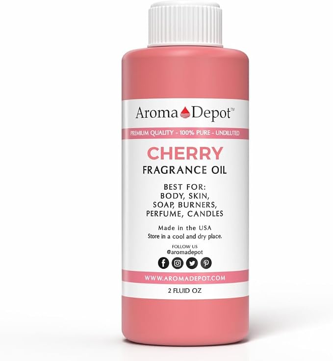 Aroma Depot 2 fl oz Cherry Fragrance Oil for Candles, Soap Making, Wax Melts, Diffusers, Body Oil Blends & Incense (60ml)