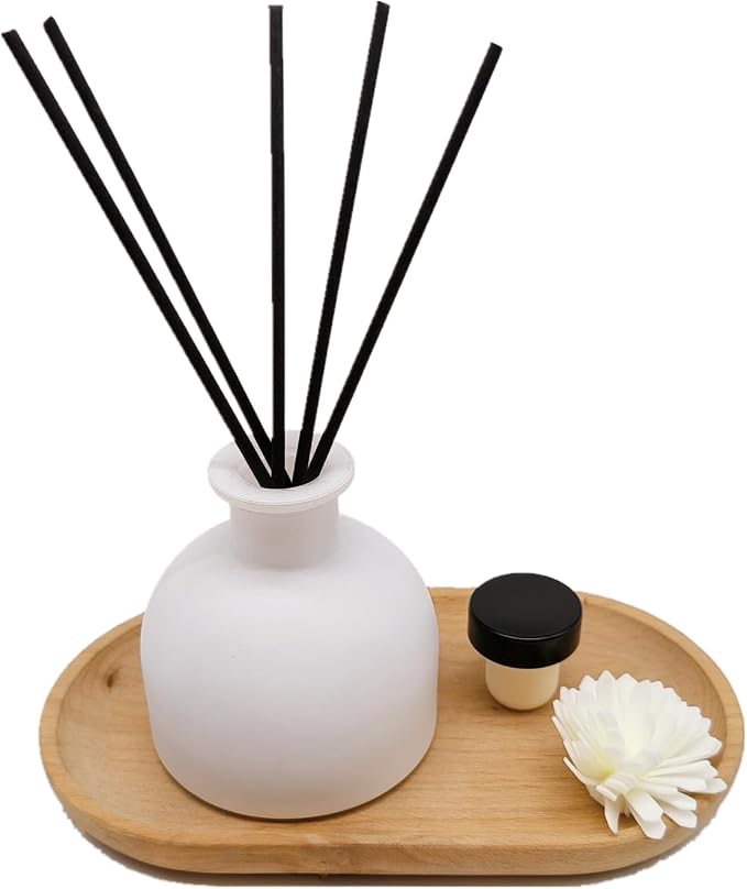 2PCS Perfume Reed Diffuser Bottle,Empty Glass Container 100ml Fragrance Accessories use with Black Sticks for DIY Replacement (Matte White)