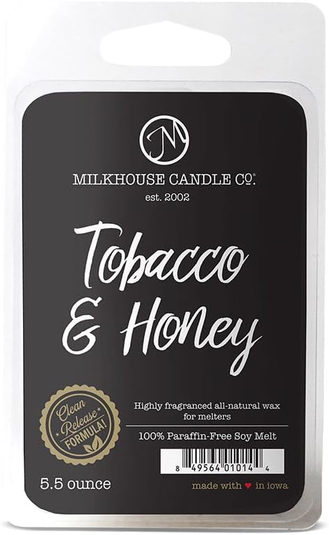 Milkhouse Candle Company Sweet Tobacco Leaves Wax Melts - Honey | Tobacco | Teakwood Scented - 5.5 oz, Hand-Poured, Made in the USA