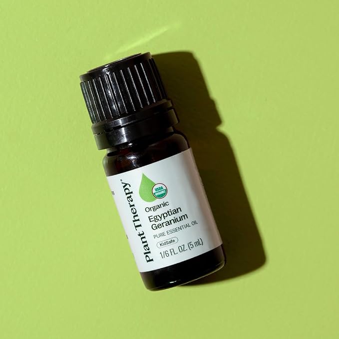 Plant Therapy Organic Egyptian Geranium Essential Oil 100% Pure, USDA Certified Organic, Undiluted, Natural Aromatherapy, Therapeutic Grade 5 mL (1/6 oz)