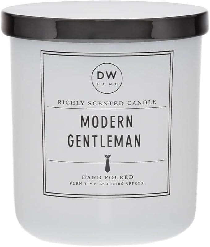 DW Home Modern Gentleman Scented Candle – Cedarwood, Birch & Bergamot Fragrance, 9 oz Single Wick Jar Candle, Long Burning Home Fragrance