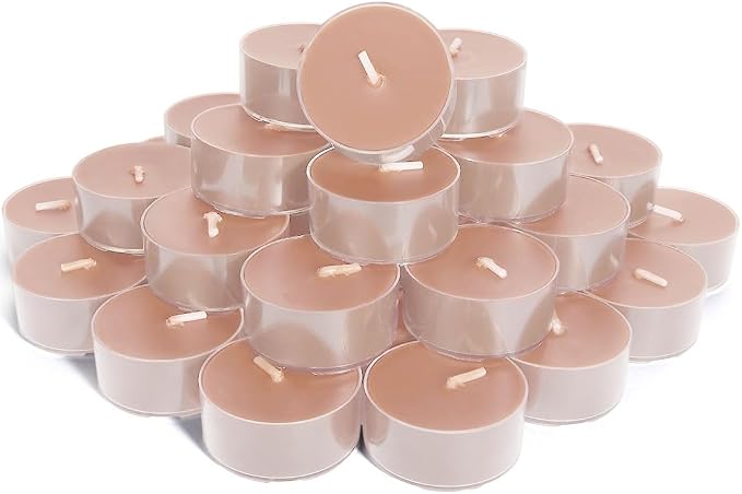 DEYBBY Natural Velvet Wood Scented Soy Wax Tealight Candles Bulk, Aromatherapy Luxury Tea Candle Set of 36-4 Hour Burning Great Gift