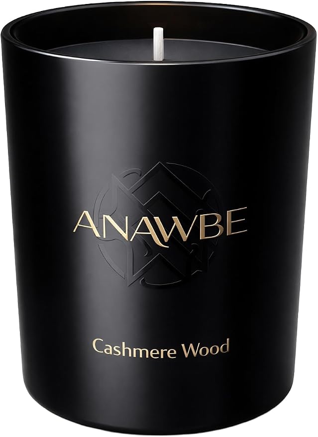 Cashmere Wood Scented Candle - Classy Soy Candle for Men and Women, Black, Luxury Gift Box, 45-Hour Burn Time