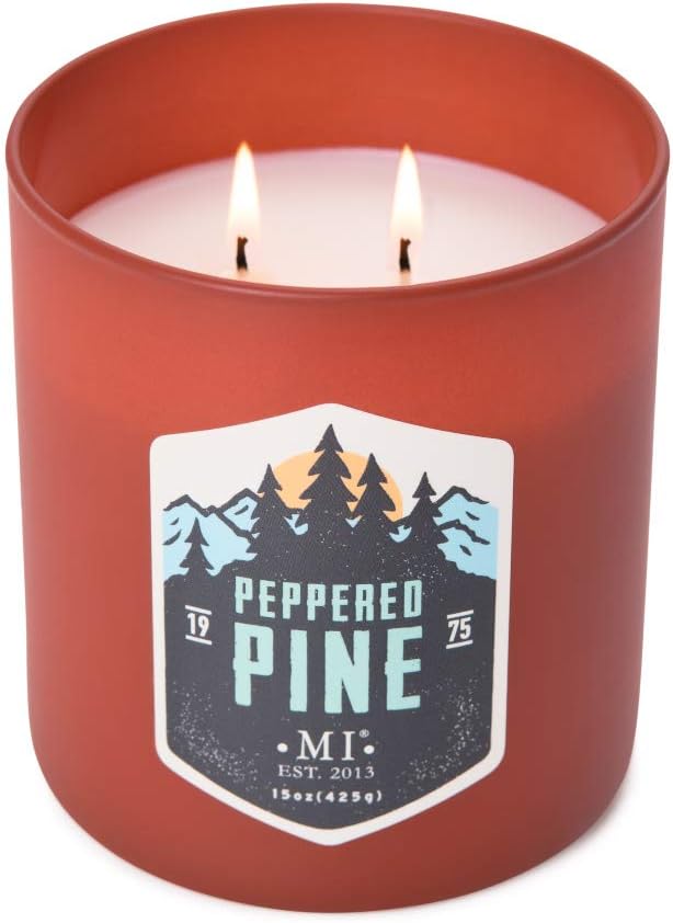 Manly Indulgence Peppered Pine Scented Jar Candle for Men, 2 Cotton Wick, All American Collection, Red, 15 oz - Up to 60 Hours Burn, Soy Blend Wax, USA Poured (Pack of 3)