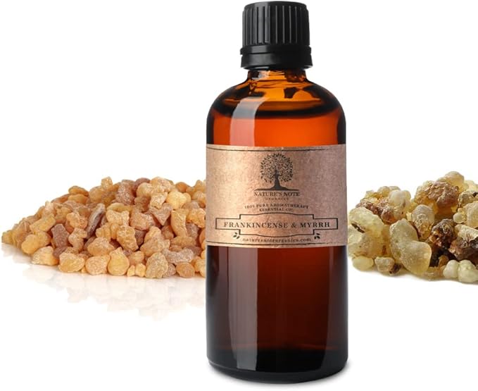 Woody Aroma Essential Oil - 100% Pure Aromatherapy Grade Essential Oil by Nature's Note Organics (4 Fl Oz, Frankincense & Myrrh)