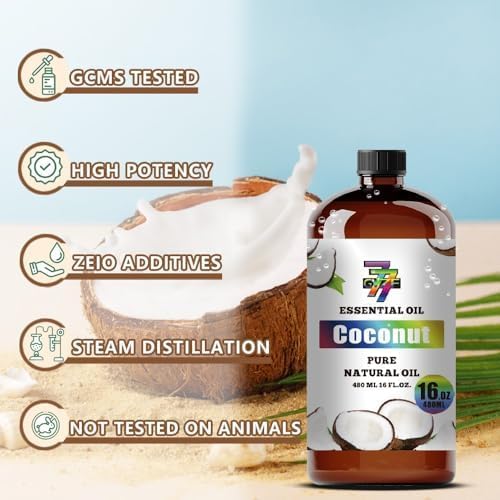 Coconut Essential Oil, Coconut Oils, for Diffuser, DIY Candles, Soap, Humidifier, Home, Bath, Gift, Essential Oil, GV77ZF Coconut Fragrance Oil - 16 fl oz (480 ml)