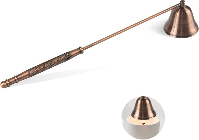 Candle Extinguisher with Long Handle, Metal Wick Snuffer Candle Snuffer Accessory with Long Handle for Scented Candle, Aromatherapy Candles for Putting Out Candles Flame (Red Copper)