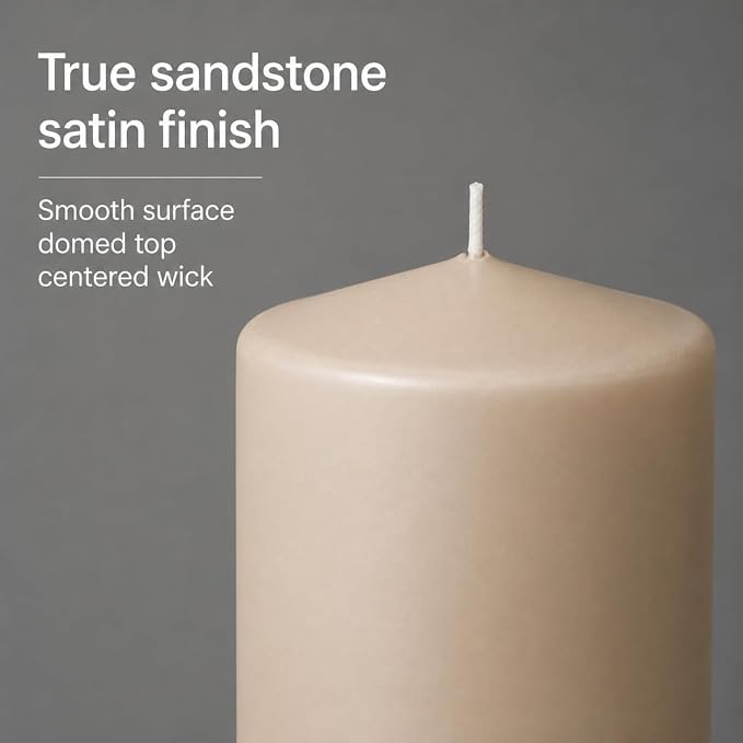Yummi 3" x 6" Sandstone Round Pillar Candles - 3 per Pack