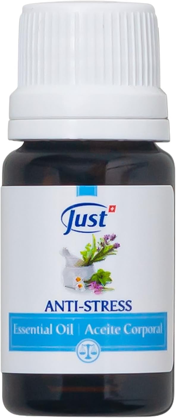 Swiss Just Stress Relief, Anti-Stress Activator Essential Oil 10ml. A Specific & Balanced Blend of 15 Natural Essential Oils. with Basil & Lavender Extract, 10 ml