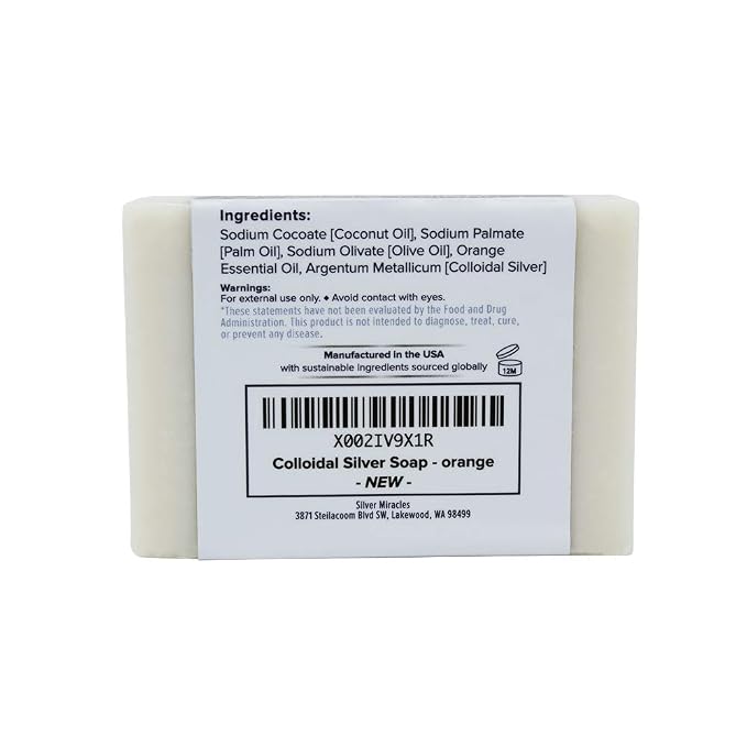 Silver Miracles Colloidal Silver Soap Scented With Natural Orange