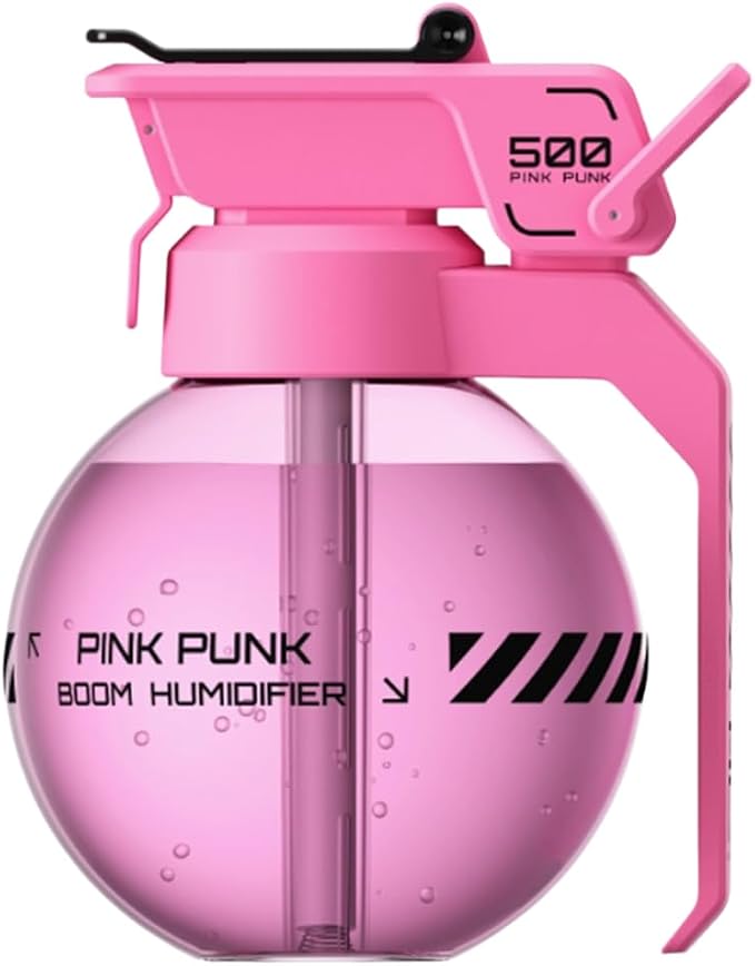 Fangool Mini Cyberpunk Essential Oil Diffuser & Humidifier, 500ml Portable USB Quiet Operation, Auto Shut-Off, 8H Runtime for Gaming, Bedroom, Office, Yoga, Travel Gift (Pink)