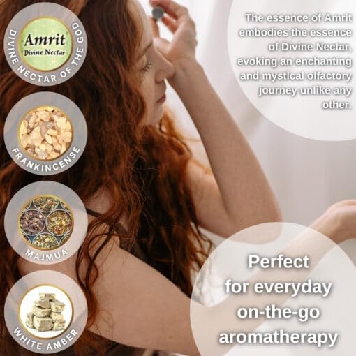 Ancient Essence Amrit Divine Nectar Roll On Essential Oil Calming Soothing Spirit Uplifting Best for Meditation & Relaxation (1/3 FL OZ)