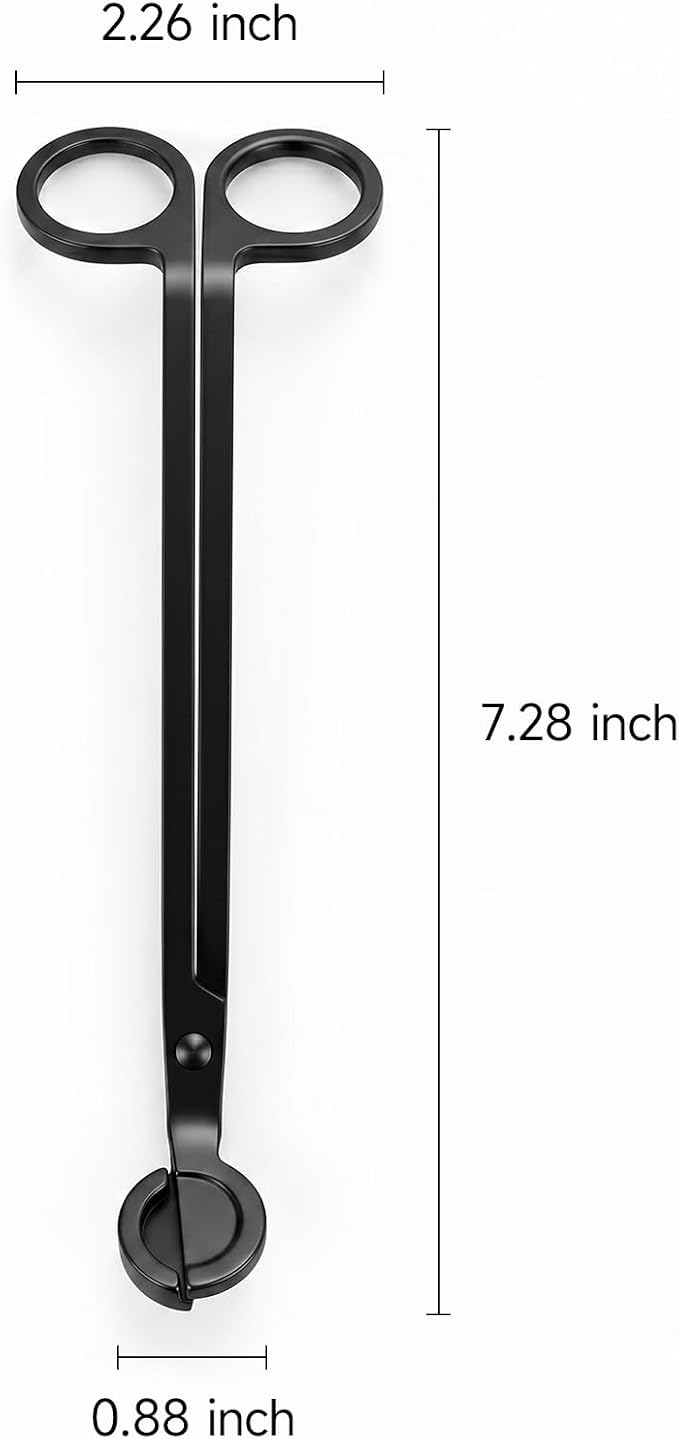 CHEFBEE Candle Wick Trimmer, Black Polished Stainless Steel Wick Clipper Cutter, Scissors, Reaches Deep Into Candles to Cut Spent Cord, Allow Cleaner Burn and Prevent Soot Buildup