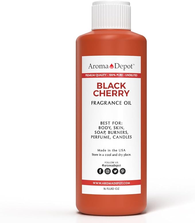 Aroma Depot 8 fl oz Black Cherry Fragrance Oil – Scent for Candle Making, Soap Making, Wax Melts, Diffusers, Body Oil Blends & Incense (240ml)