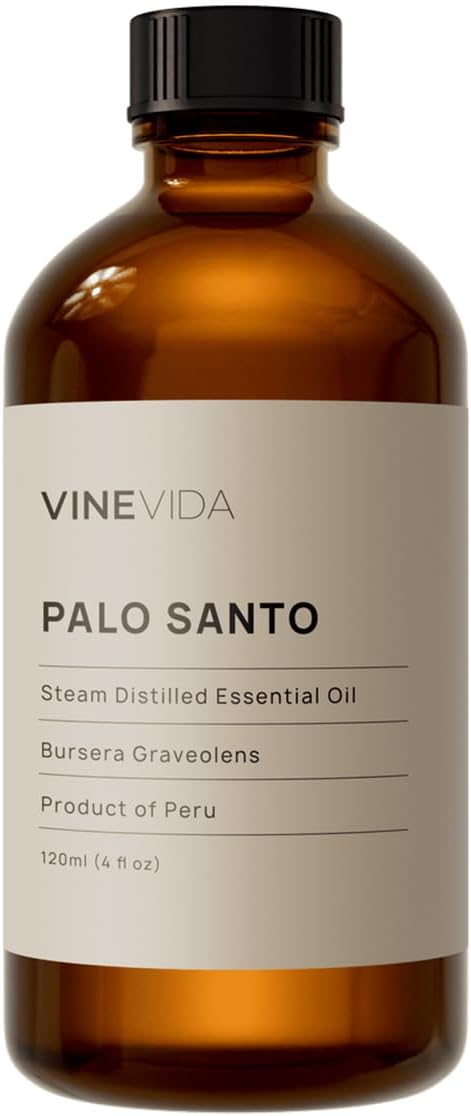 VINEVIDA Palo Santo Essential Oil 4 oz - Undiluted Palo Santo Oil 4 oz - DIY Candle Scents for Candlemaking - Bulk Essential Oil for Soap Making