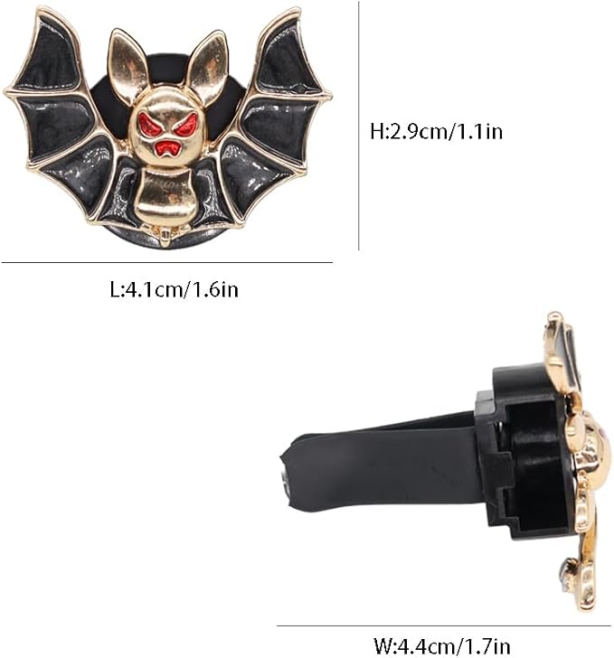 ORIESSE Bat Air Vent Clip Car Air Freshener 2pcs Black Vampire Bat Car Air Fresheners Vent Clips Gothic Vent Clip Car Accessories Gift for Girlfriends Boyfriend Refillable Car Diffuser