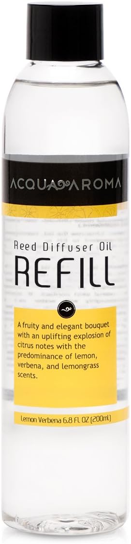Acqua Aroma Lemon Verbena Reed Diffuser Oil Refill 6.8 FL OZ (200mL) Contains Essencial Oils.