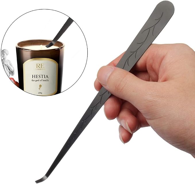 SUMAJU 2 in 1 Candle Accessory Set - Wick Trimmer & Dipper, Stainless Steel Cutter Scissor for Candle Lovers (Black)