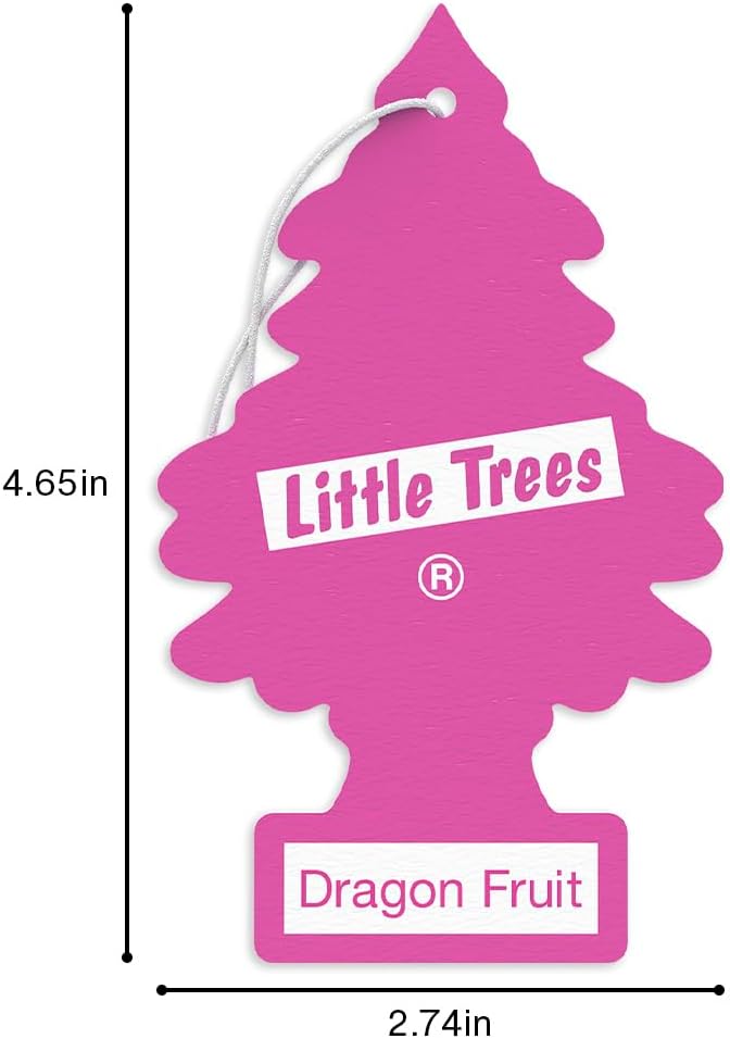LITTLE TREES Car Air Freshener | Hanging Tree Provides Long Lasting Scent for Auto and Home | 24 Air Fresheners |Dragon Fruit