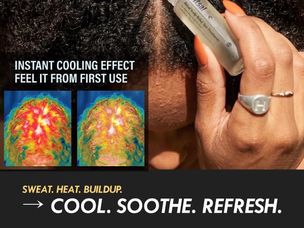Scalp Relief Serum, Non-sticky, Instant Cooling solution for thinning hair and uncomfortable scalp; Roll-on applicator for massage like gua sha