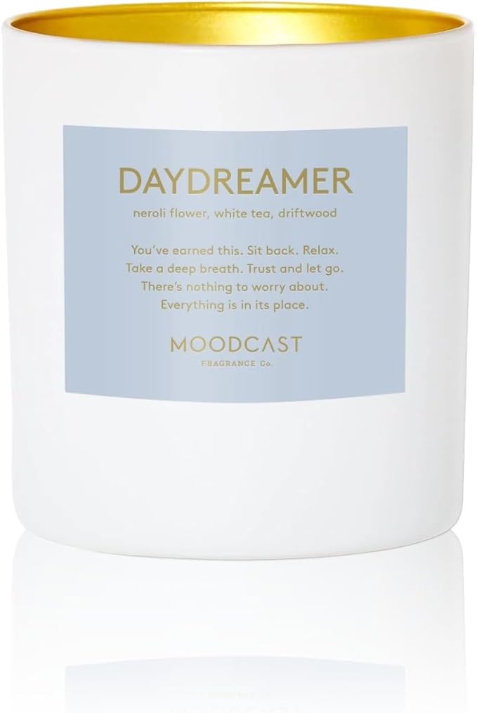 Moodcast Daydreamer Scented Candle - Aesthetic Candle for Home, Neroli Flower, Driftwood & White Tea, Clean Coco Wax Blend, Vegan, Paraben Free, 45-Hour Long Lasting Burn - 8oz