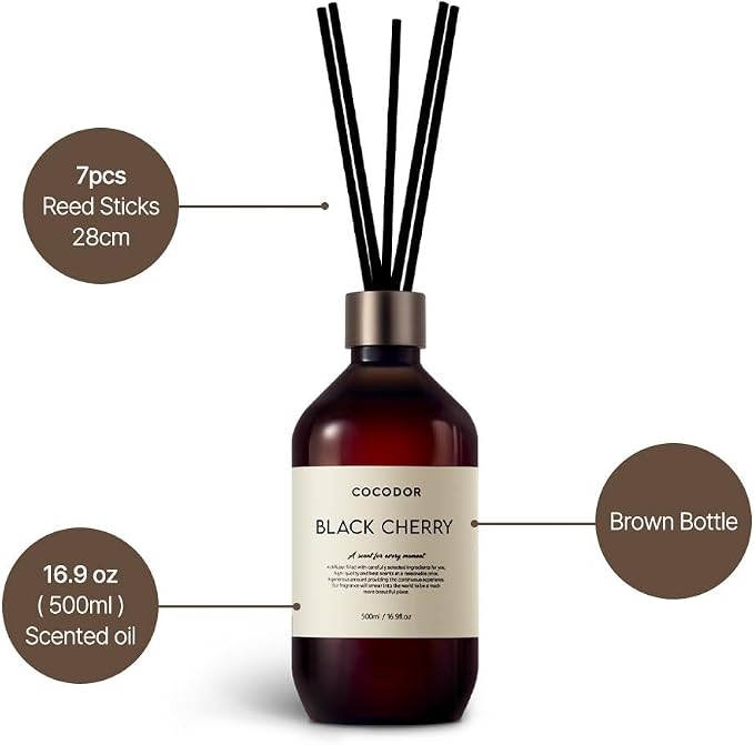 COCODOR Premium Reed Diffuser/Ylang Ylang /16.9oz /1 Pack/Large Capacity Fragrance Scent Oil Stick Diffuser Set for Bedroom Bathroom Home Décor
