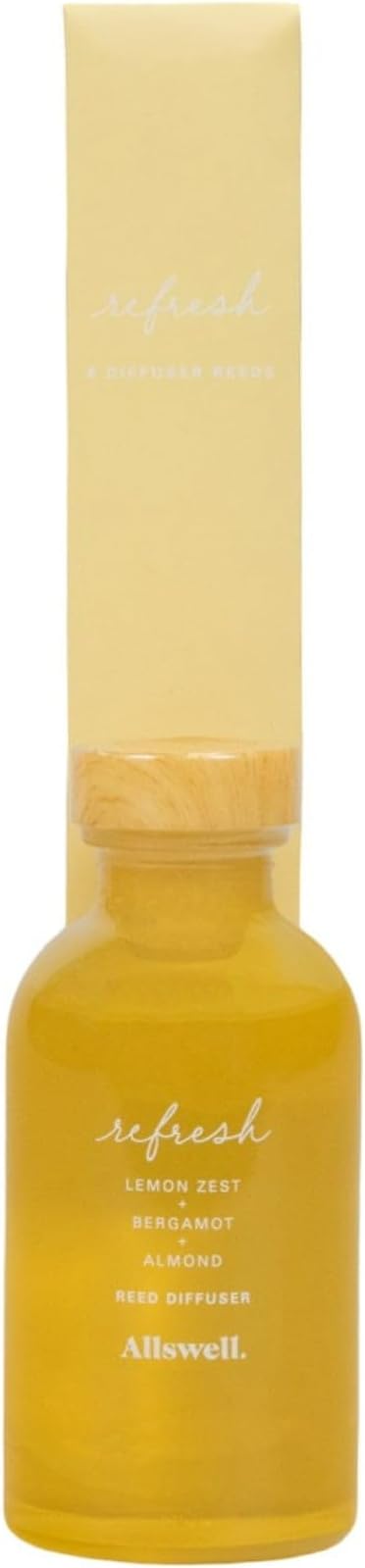 Scented Reeds Diffuser 3 fl oz (90mL) with 8 Synthetic Reeds (Refresh (Lemon Zest + Bergamot + Sage))