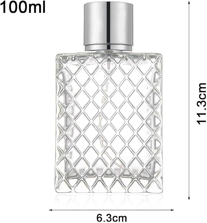 100ml 3.4Oz Transparent Glass Spray Bottles Empty Square Perfume Fine Mist Atomizer Refillable Essential Oil Container for Travel Spray Bottles Refillable Containers