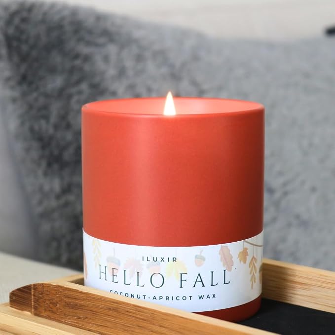 Hello Fall Luxury Candle – Apple Cinnamon, Nutmeg, Clove & Vanilla – Handcrafted Vegan Coconut Wax, Phthalate-Free, Cruelty-Free – Autumn Scented Candle for Home Décor & Gifting (13 oz.)