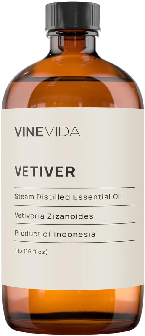 VINEVIDA Vetiver Essential Oil 16 oz - Undiluted for Candle Making, Soap Making and Skin Care - DIY Candle Scents