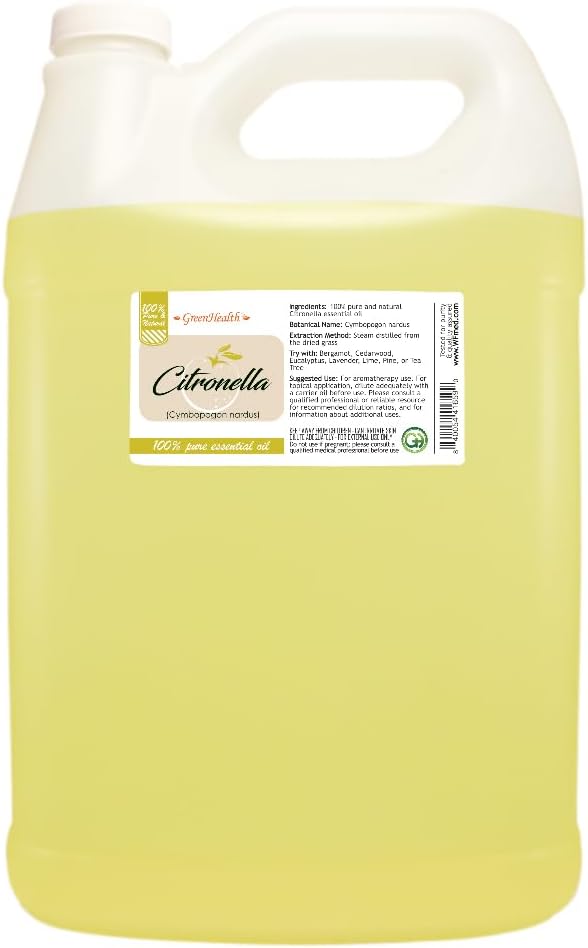 Citronella Essential Oil - 1 Gallon - Plastic Jug - 100% Pure & Uncut - GreenHealth