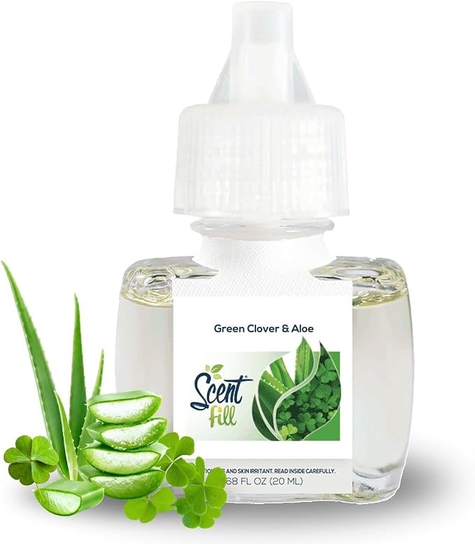Scent Fill Green Clover & Aloe Plug in Air Freshener, Scented Oil Refills, 2 Refills + Diffuser