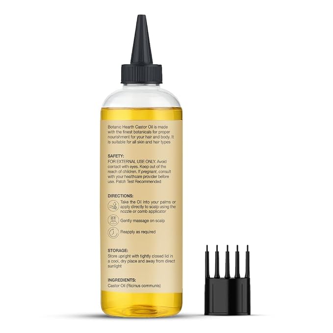 Botanic Hearth Castor Oil & Hair Treatment Oils 6.7 Fl oz|100% Pure & Natural, Cold Pressed |For Hair, Eyelashes & Eyebrows | Hexane Free, Fast Absorbing | With Applicators & Dropper | All Hair Types