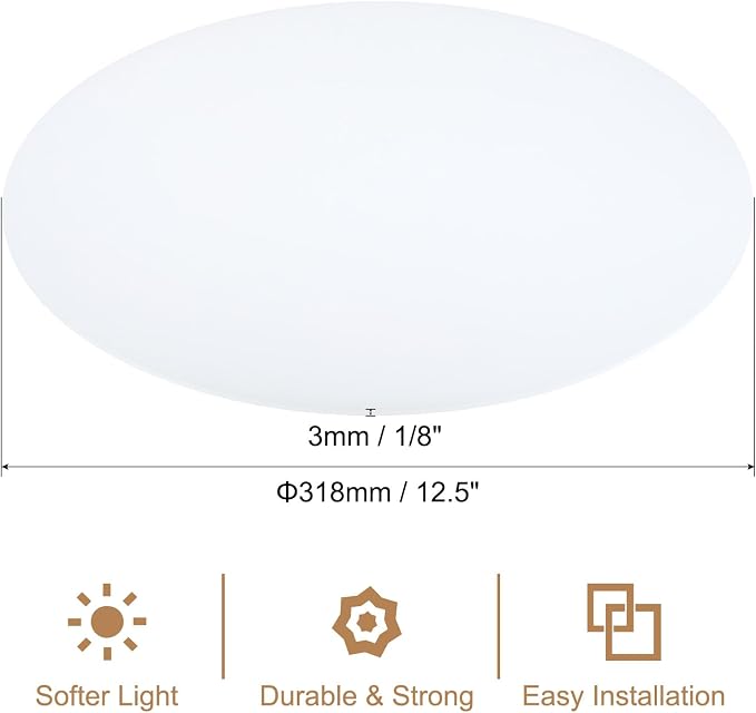 PATIKIL Lampshade Diffuser, 12.5" Diameter Round Diffuser for Drum Lampshades Pendants Light, DIY Light Shield, Frosted White