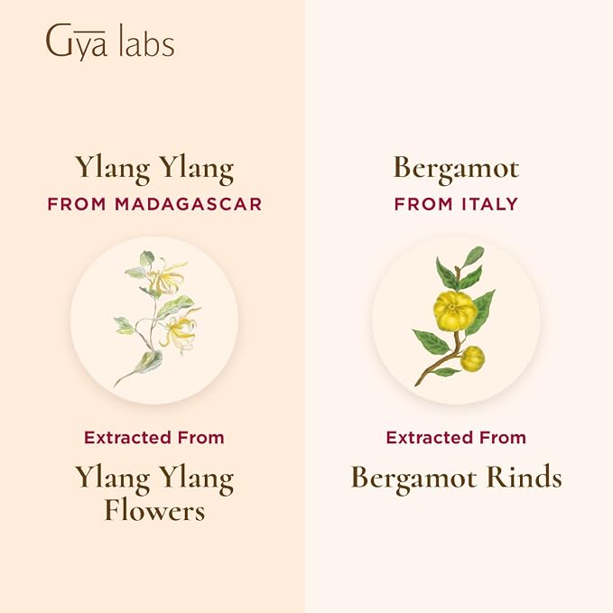 Gya Labs Ylang Ylang Essential Oil & Bergamot Essential Oil Combo Pack (0.34 Fl Oz, Pack of 2) - Premium Essential Oils for Diffuser, Skin, Hair, Aromatherapy, Soap & Candle Making Scents