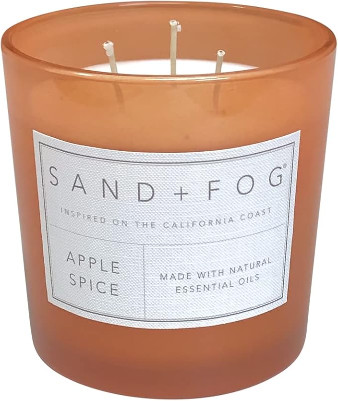 Sand + Fog Scented Candles - Apple Spice - Additional Scents and Sizes - 3 Wicks 100% Cotton Lead-Free - Luxury Air Freshening Jar Candles - Perfect Home Decor - 21 oz