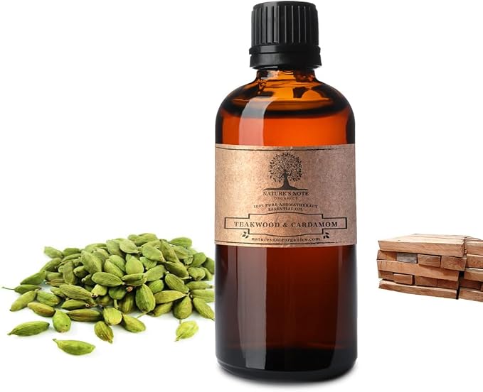 Teakwood & Cardamom Essential Oil - 100% Pure Grade Essential Oil by Nature's Note Organics - 8 Fl Oz