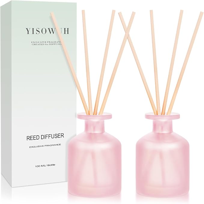 Reed Diffuser - Ebony Rose 3.38oz (100ml) 2 Packs Essential Oil Reed Diffuser Set with 16 Sticks, Long Lasting Fragrance for Home, Bathroom, Bedroom, Room, Decor