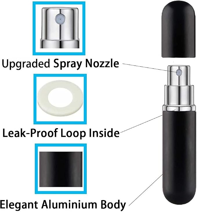 Spray Bottle Pink Black Yellow Bottle Travel Refillable, Portable Mini Refillable Atomizer 5ml, Little Perfume Spray Bottles, Small Perfume Bottles With 1 Flat Tool (3+1 Pack)