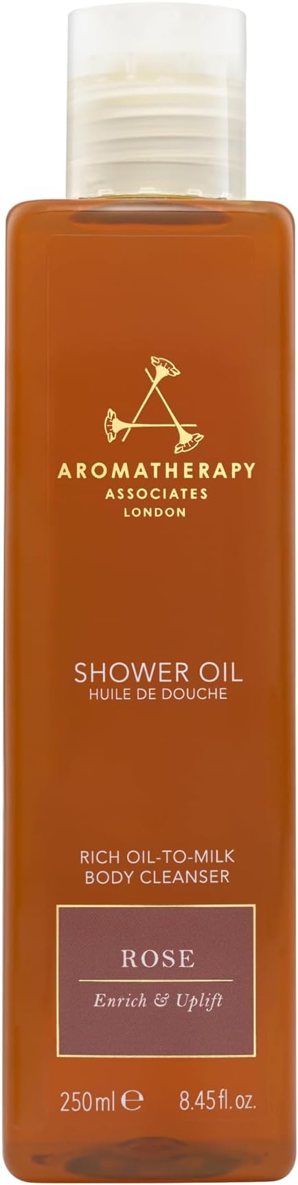 Aromatherapy Associates Rose Shower Oil. Soothing Blend of Rose, Geranium and Palmarosa Essential Oils to Cleanse, Nourish and Moisturize (8.45 fl oz)