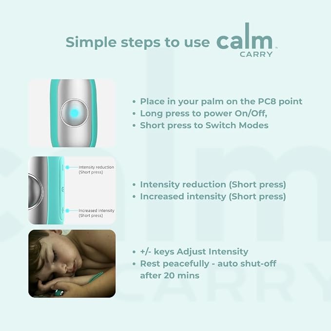 Glowco CalmCarry Sleep Aid Device – Handheld Microcurrent Relaxation Tool, Supports Calm, Focus & Gentle Relief, USB Rechargeable, Portable Wellness Device for Adults & Kids | Teal Calm Carry