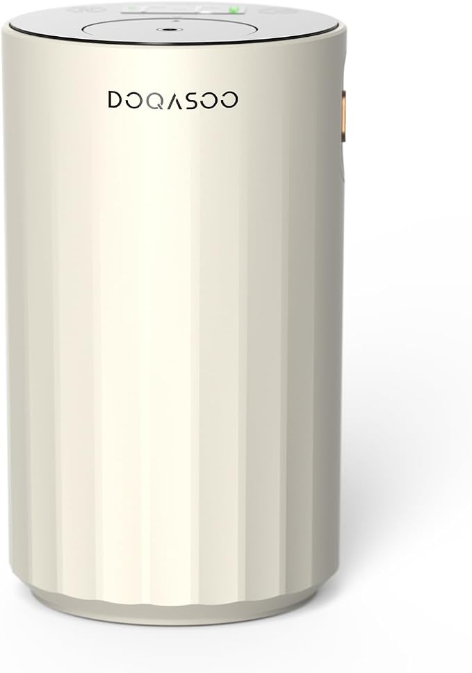 Waterless Diffuser for Essential Oil, Car Diffsuer, 96H Battery Operated Portable Nebulizer Mini Scent Air Machine with Dual Home Vehicle Modes for Bedroom Office Travel - White