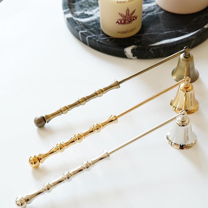 Luxury Candle Snuffer Accessory - Brass Design - Safely Extinguish Candle Flames - Home Decor and Gift for Candle Lover (Gold)