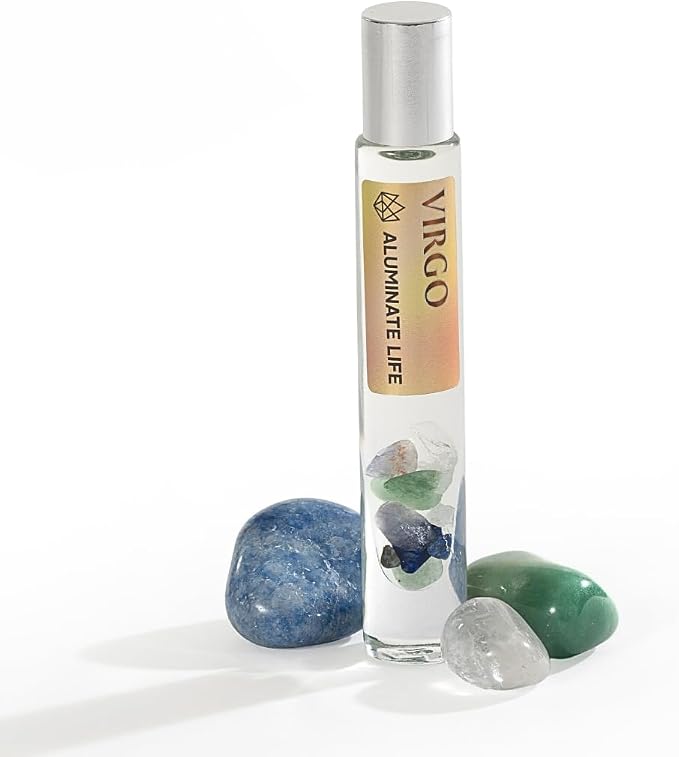 Virgo Zodiac Crystal-Infused Essential Oil Rollerball, Aromatherapy Blend - Balance & Clarity, Premium Astrology Sign Birthday Gift, Natural Therapeutic Roller, 10 mL
