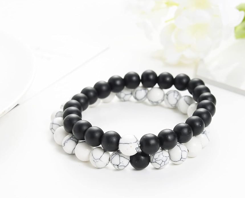 FORUBUS 2Pcs Lava Rock Beaded Bracelet Set – Essential Oil Diffuser Jewelry with Natural Stone Beads for Aromatherapy, Yoga, Meditation, and Stress Relief, Stretchy Bracelets for Women Men