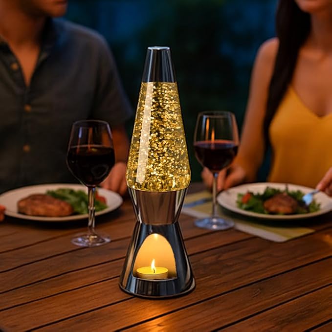 Fisura - Magma lamp with Candle for Adults Without Electricity. Candle lamp, Friendly with the Nature Lamps. Original Gift. 11.4 in x 3.3 in (Candles not Included) (Glitter)